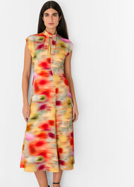 Photographic Flower Midi Dress
