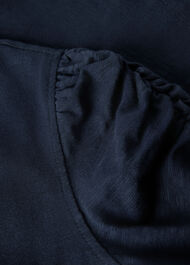Round Neck Gathered Sleeve Tee