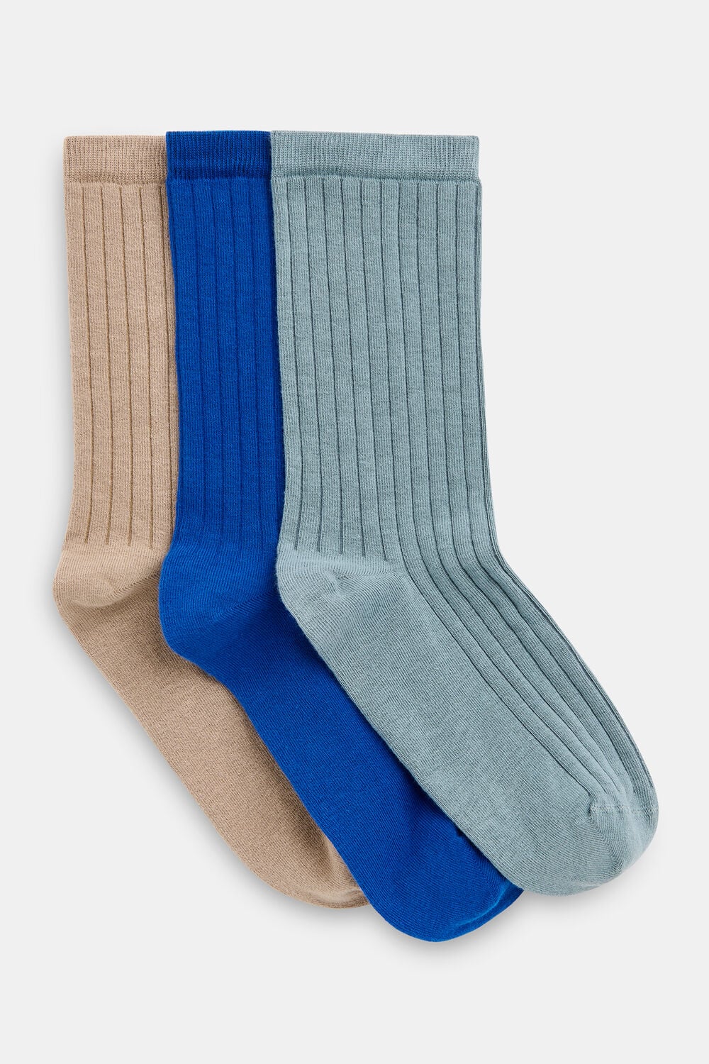 Blue Ribbed Socks Set of 3