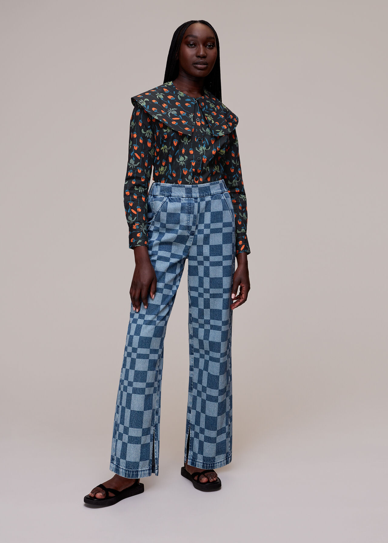 Tulips Print Collar Top