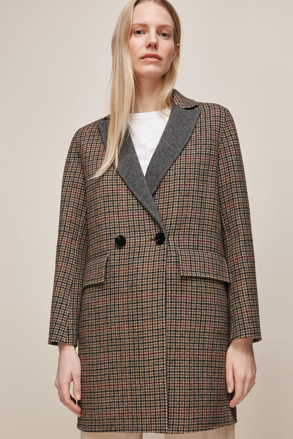 Check Double Faced Short Coat Multicolour