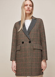 Check Double Faced Short Coat Multicolour