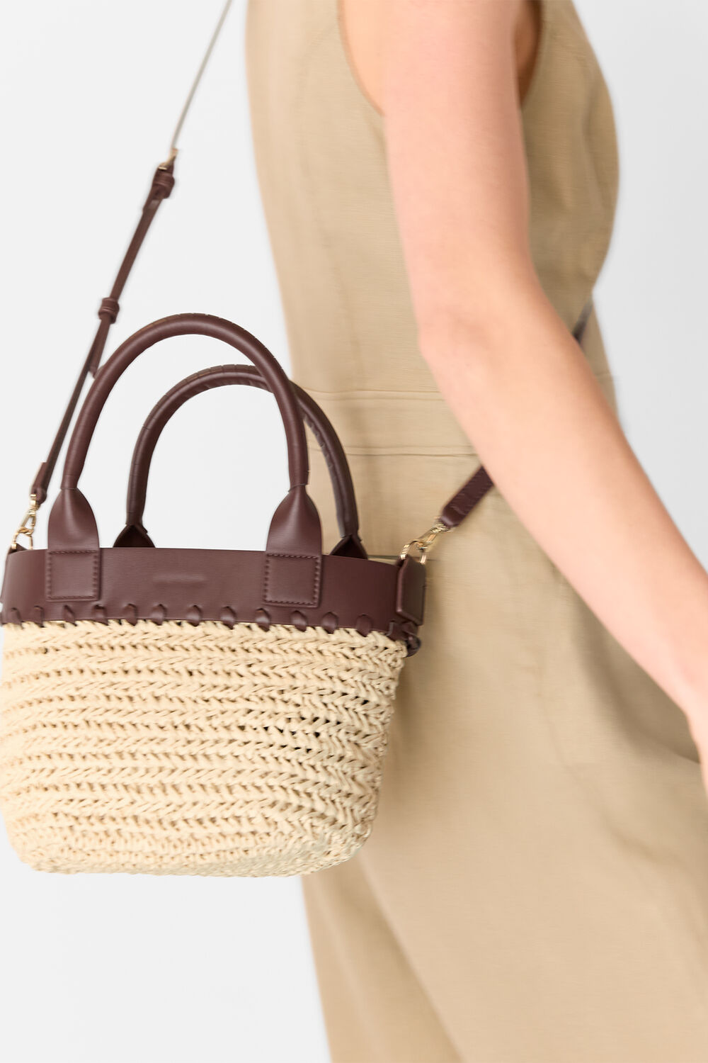 May Collar Straw Crossbody Bag