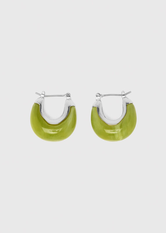 Green Curved Earring