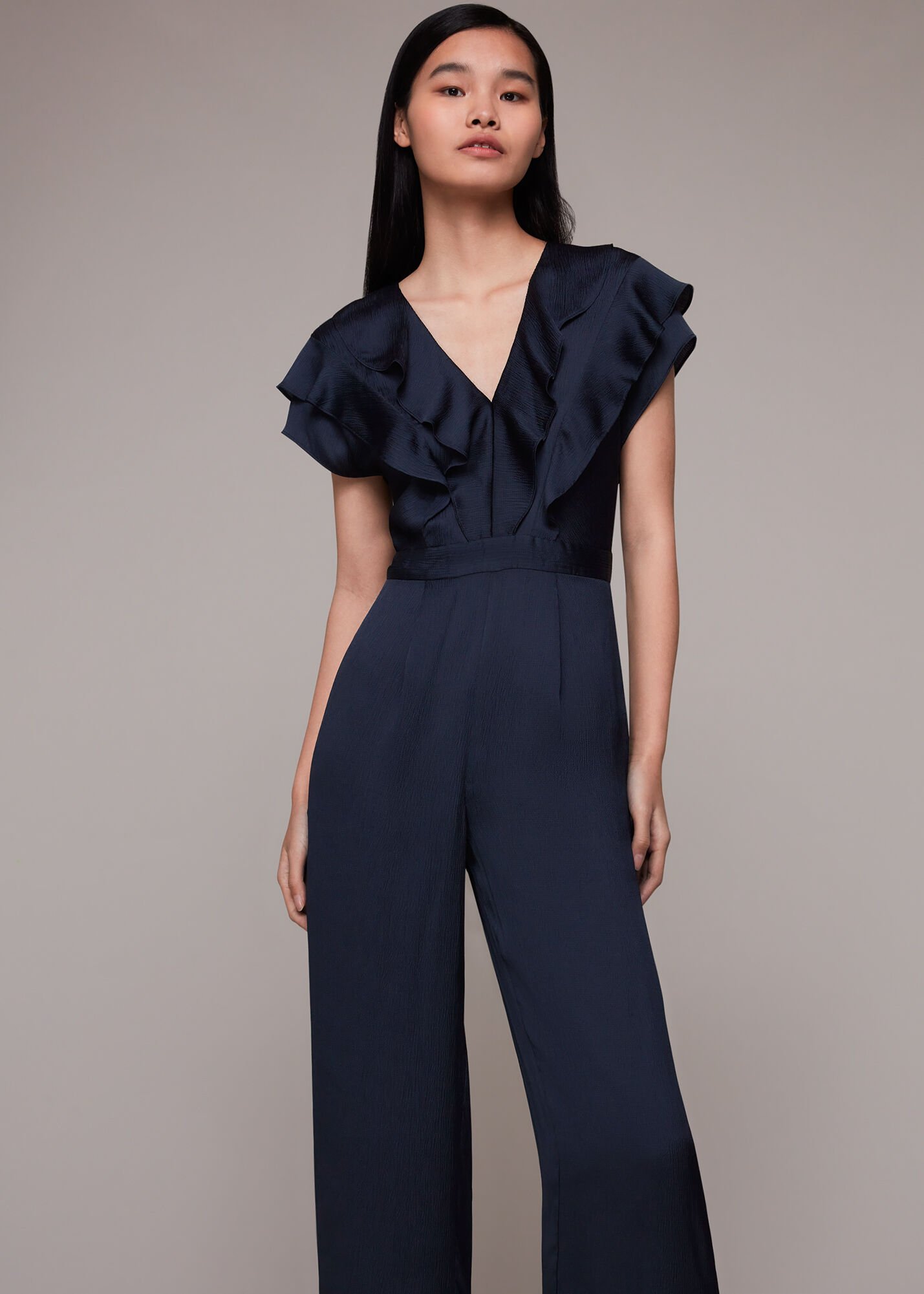 Navy jumpsuit with sleeves sales