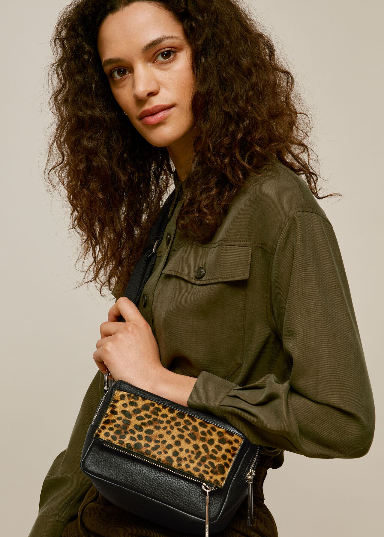 Bibi Leopard Crossbody Bag Black/Multi