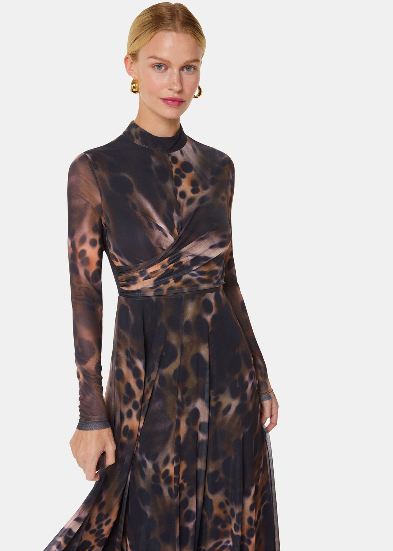 Misty Leopard Mesh Dress