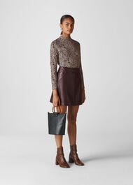 Leather A Line Skirt Burgundy