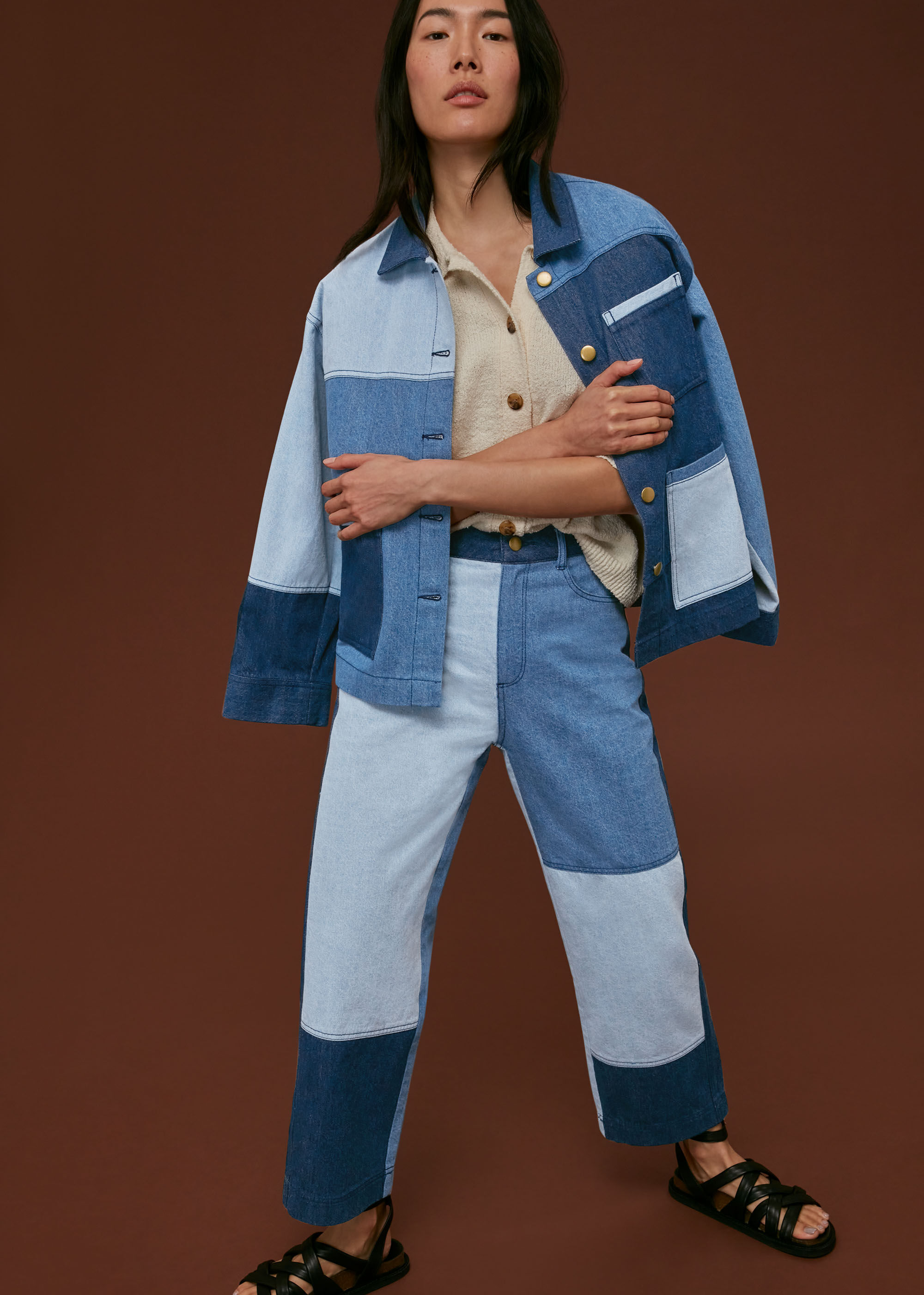 Denim Patchwork Jean | WHISTLES | Whistles US |