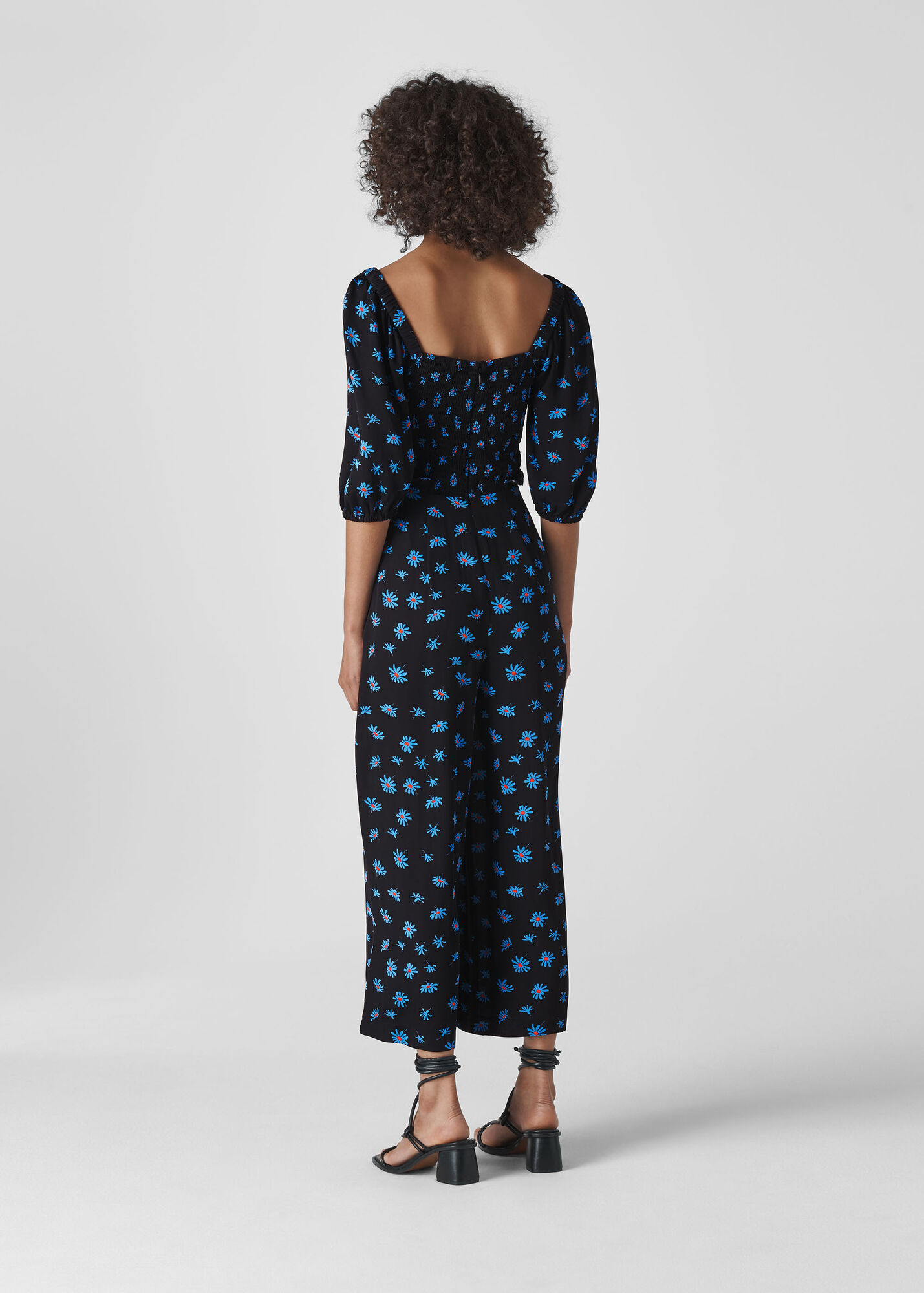 Black/Multi Scattered Daisy Klara Jumpsuit WHISTLES