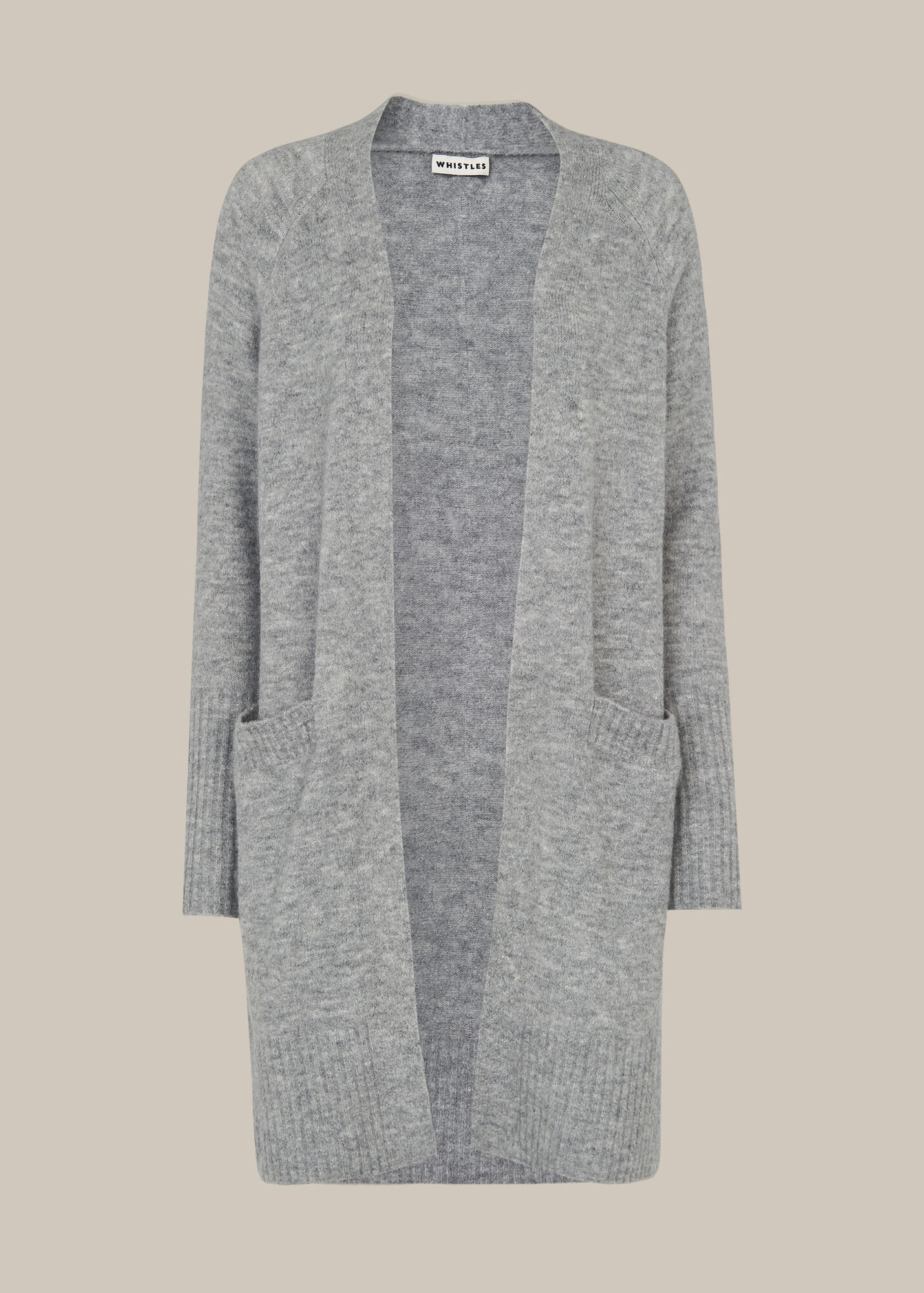 Grey Lilly Long Line Wool Cardigan WHISTLES