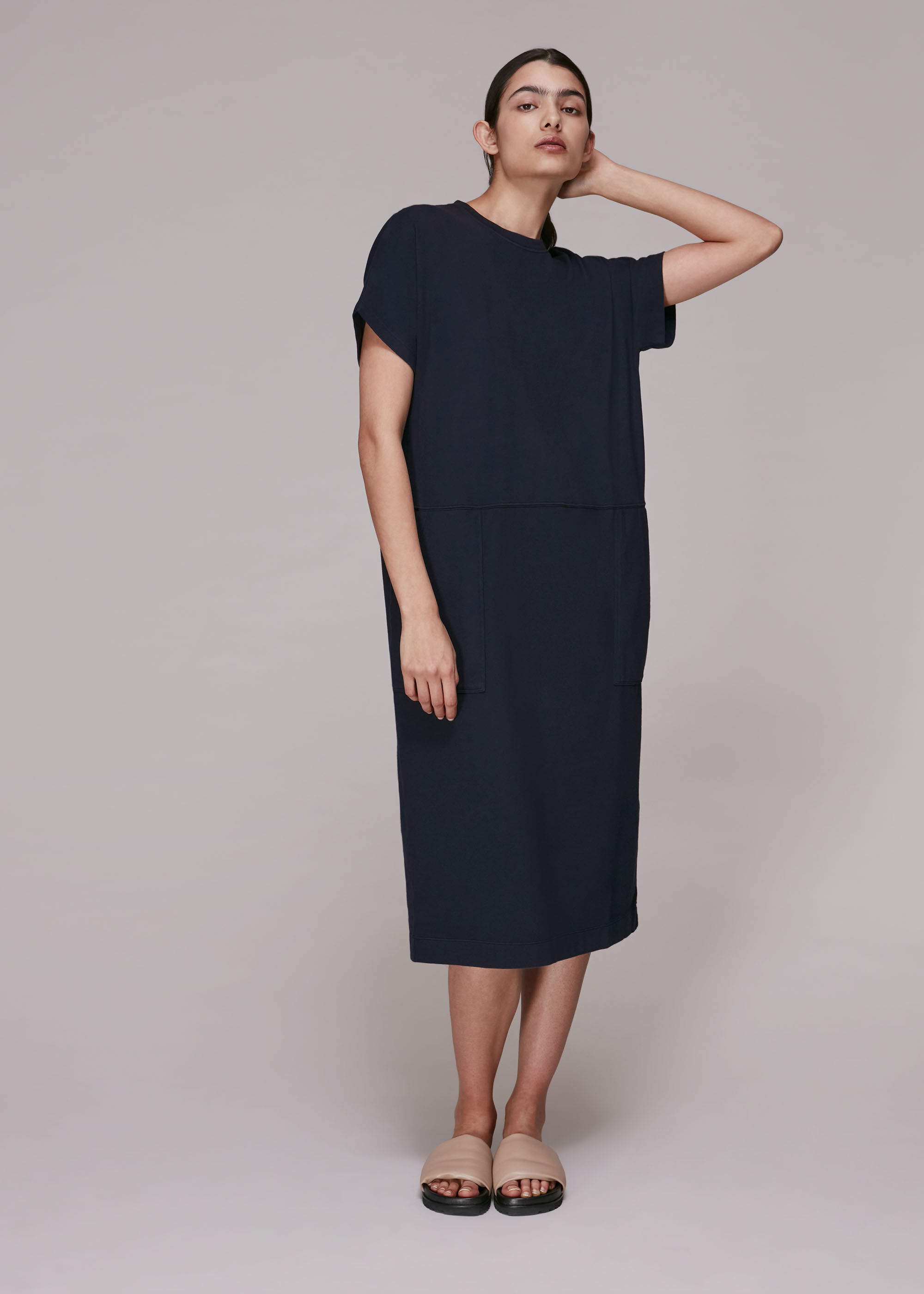 Whistles button detail on sale jersey dress