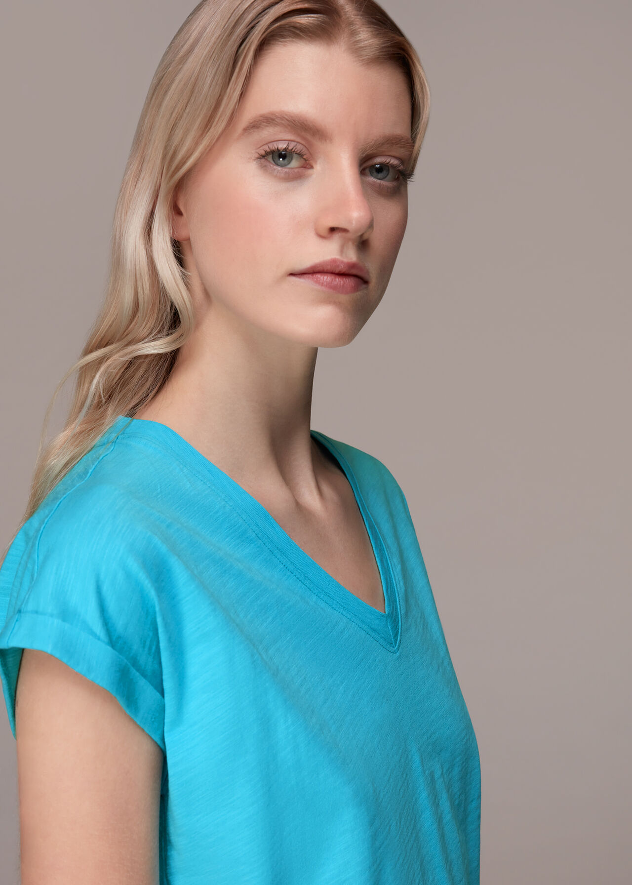 Willa V Neck Cap Sleeve Tee