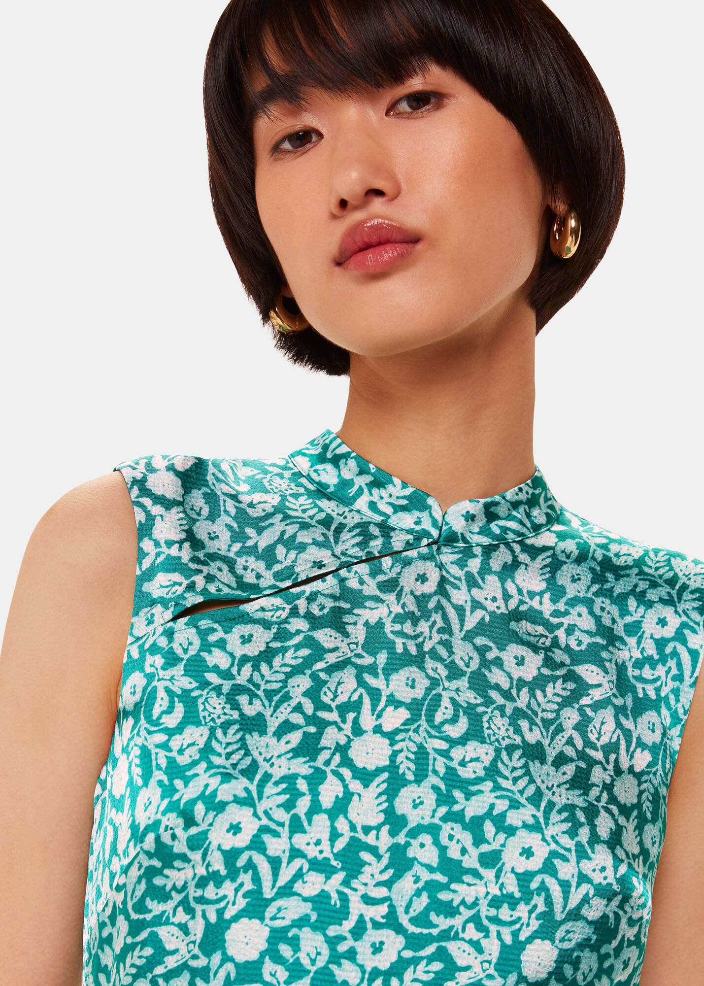 Whistles floral panelled satin dress top