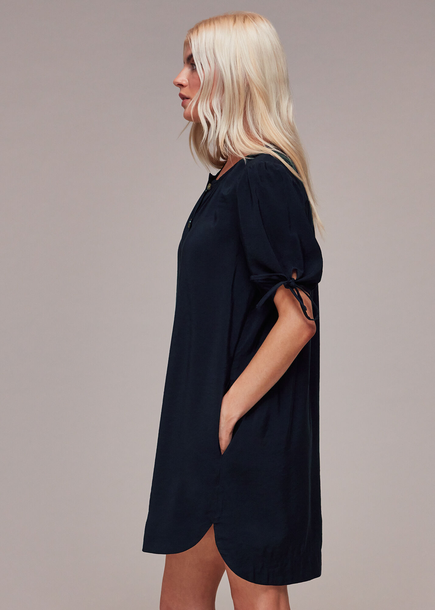 Petite button through deals dress
