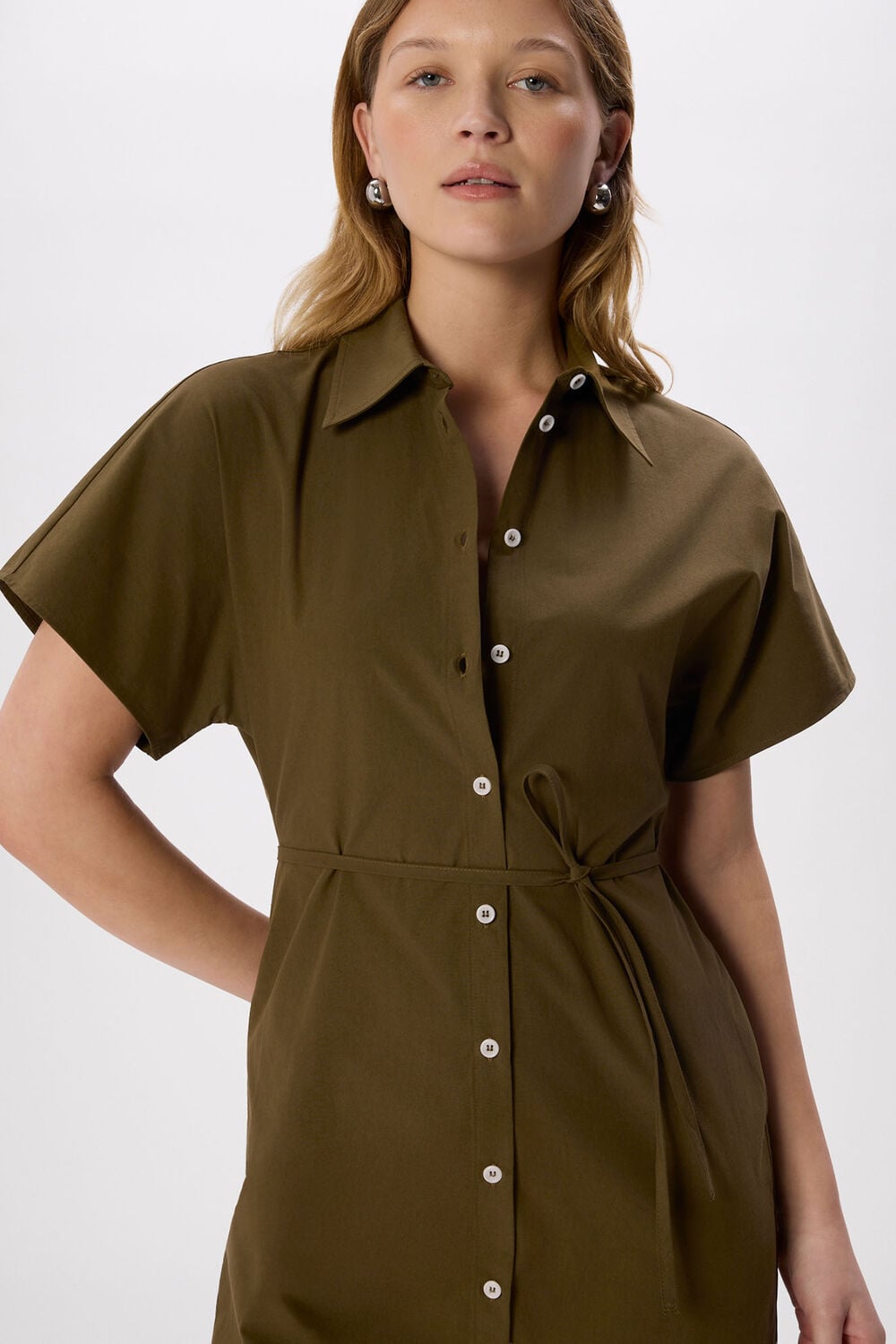 Cut Out Back Poplin Midi Dress