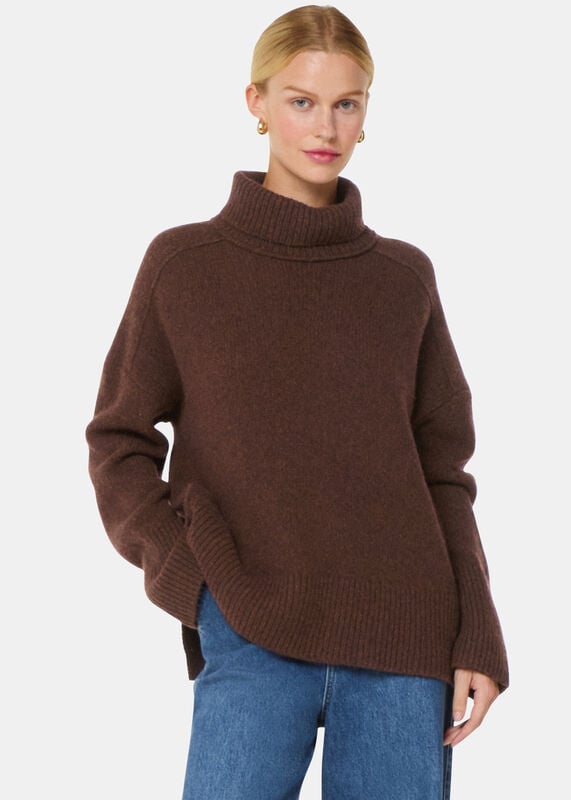 Brown Wool Turtleneck Sweater
