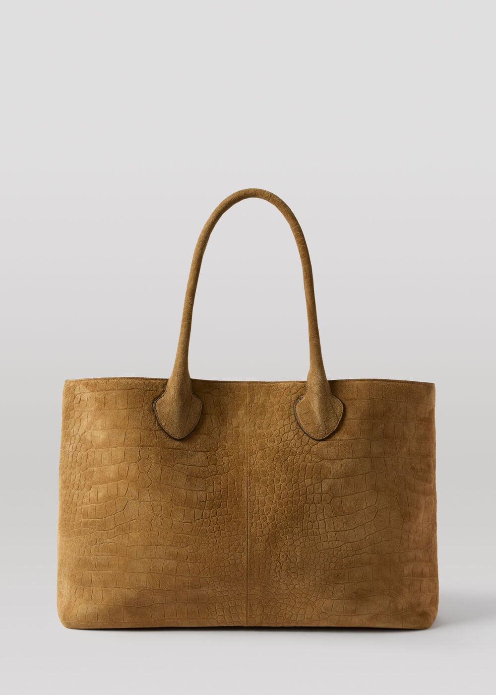 Neutral Leandra Croc Suede Tote Bag