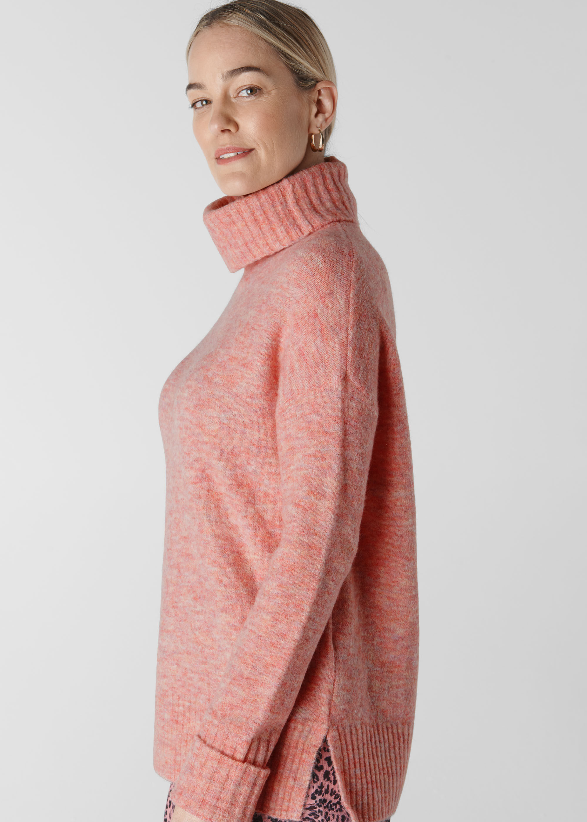 Pink oversized online roll neck jumper