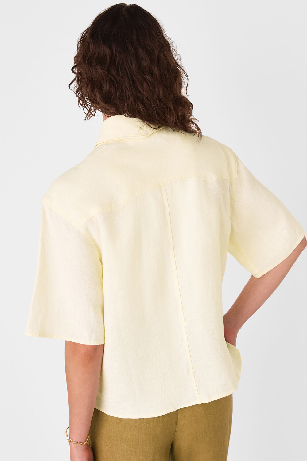 Ivory Linen Western Detail Shirt