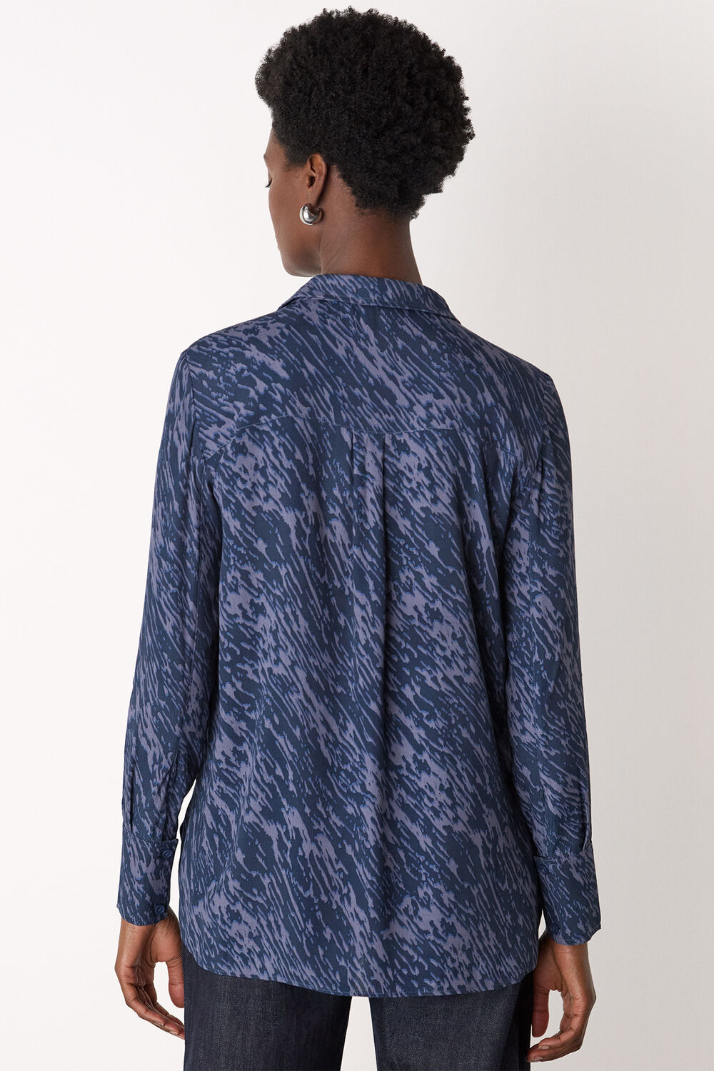 Blue Abstract Marks Collared Shirt