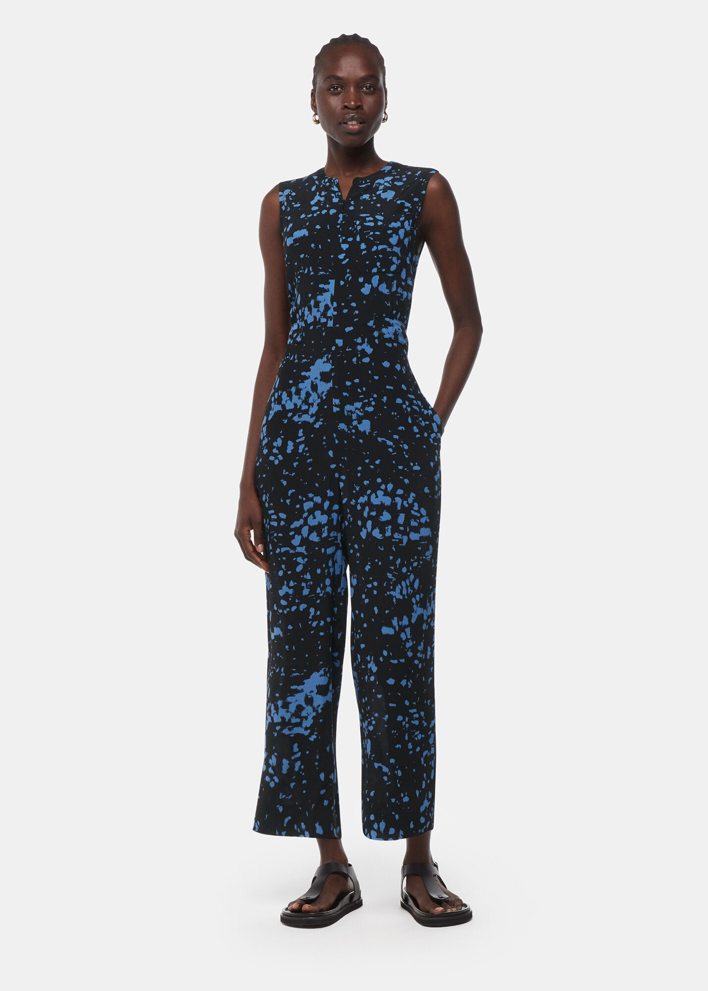 Black/Multi Smudged Spot Josie Jumpsuit | WHISTLES | Whistles UK |