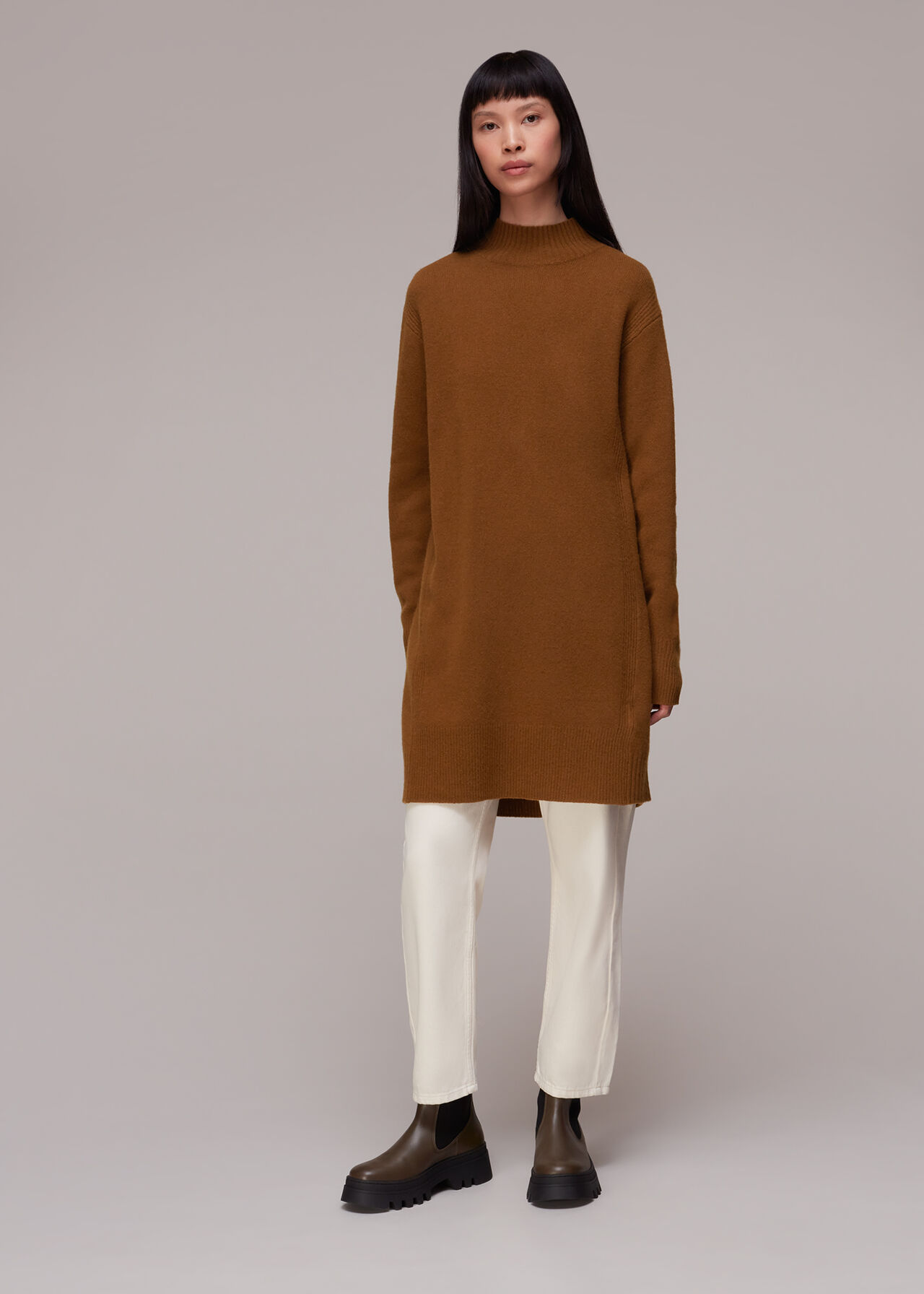 Funnel Neck Knitted Dress