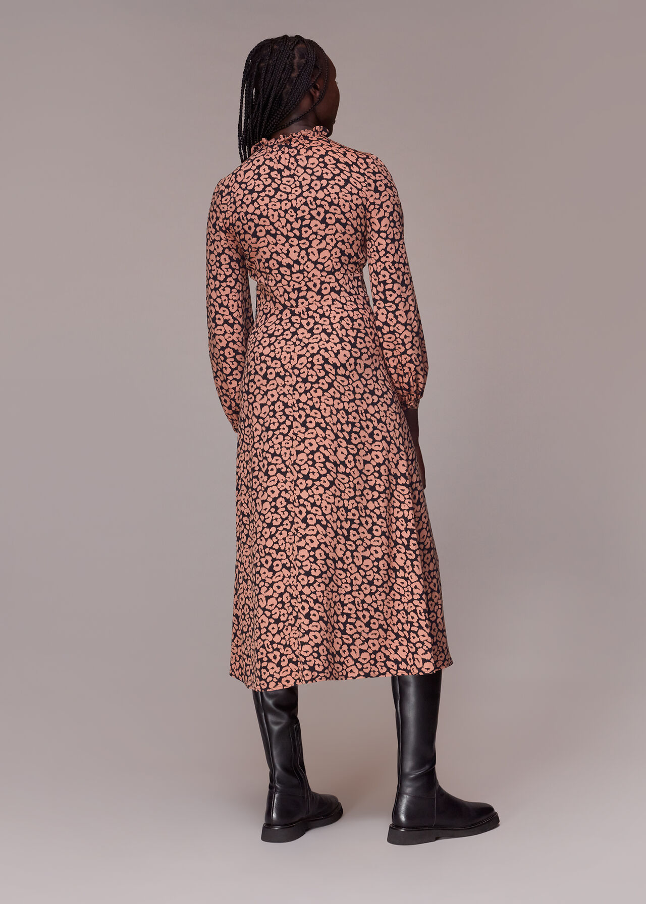 Fuzzy Leopard Midi Dress