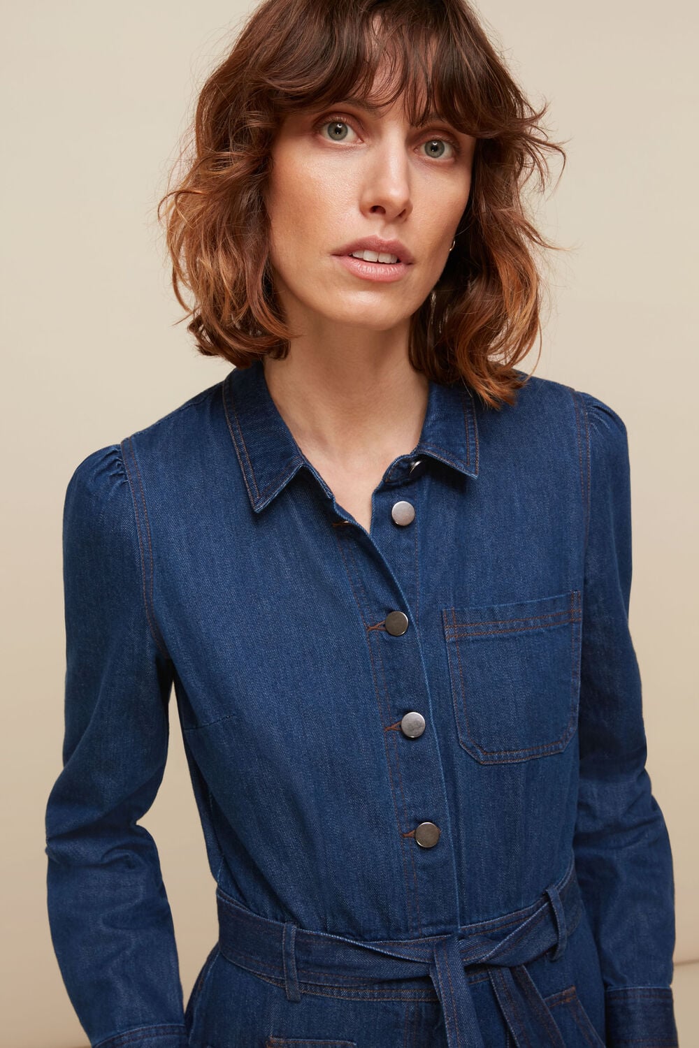Denim Belted Jumpsuit