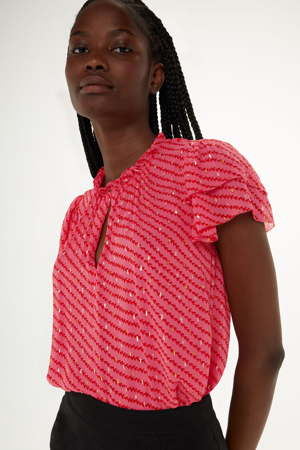 Diagonal Leaf Print Top