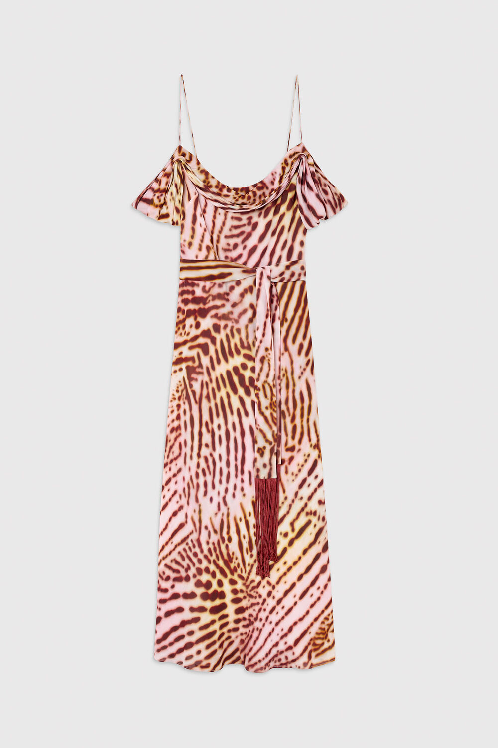Pink Orchid Print Scarf Midi Dress
