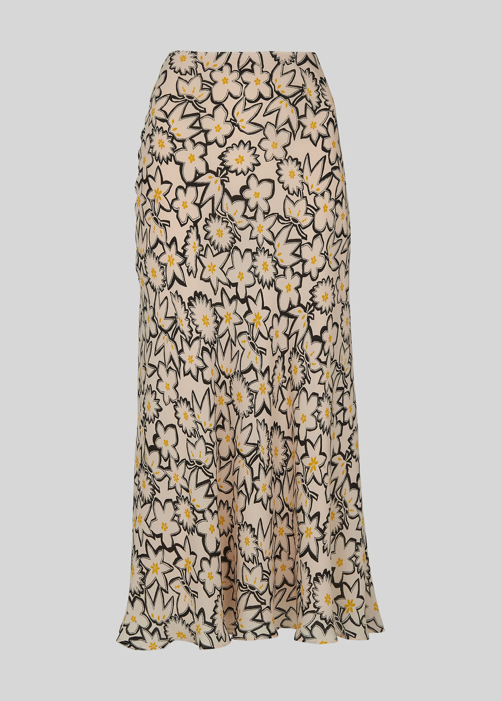 Floral Print Silk Skirt White/Multi