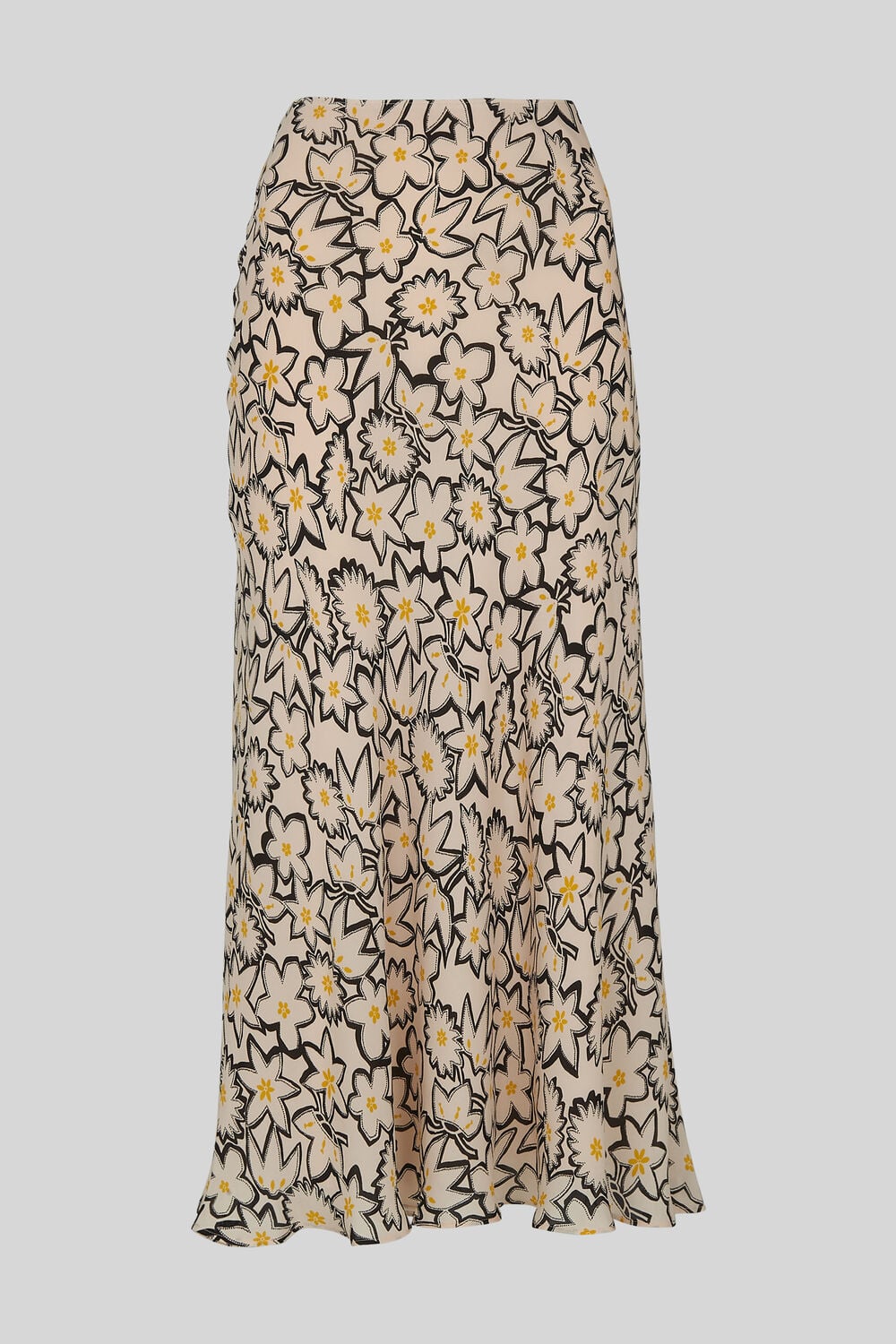 Floral Print Silk Skirt White/Multi
