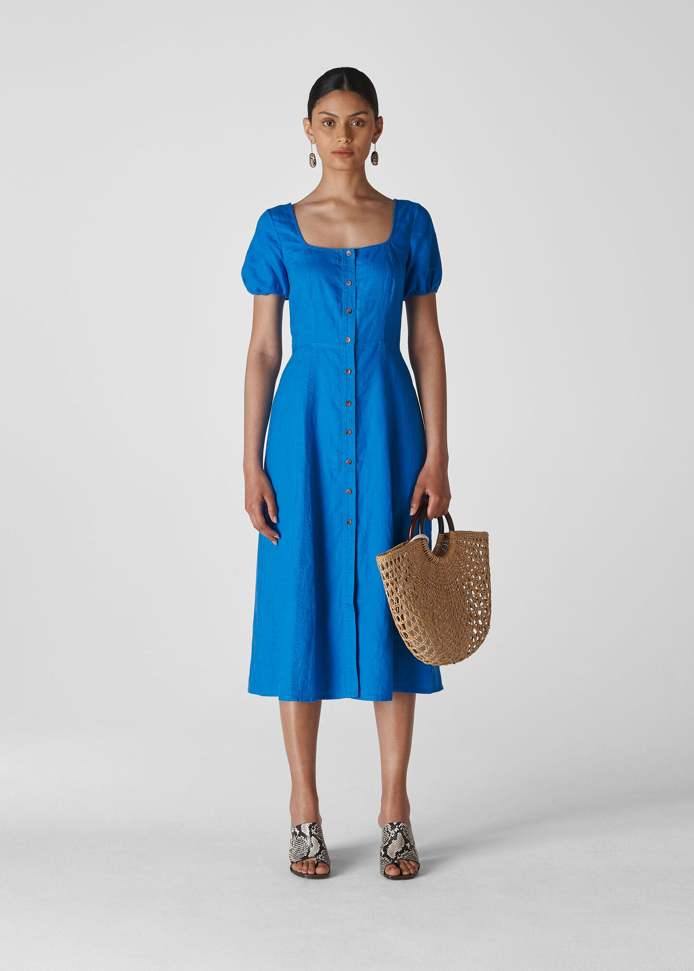 Blue Remi Linen Dress WHISTLES Whistles UK