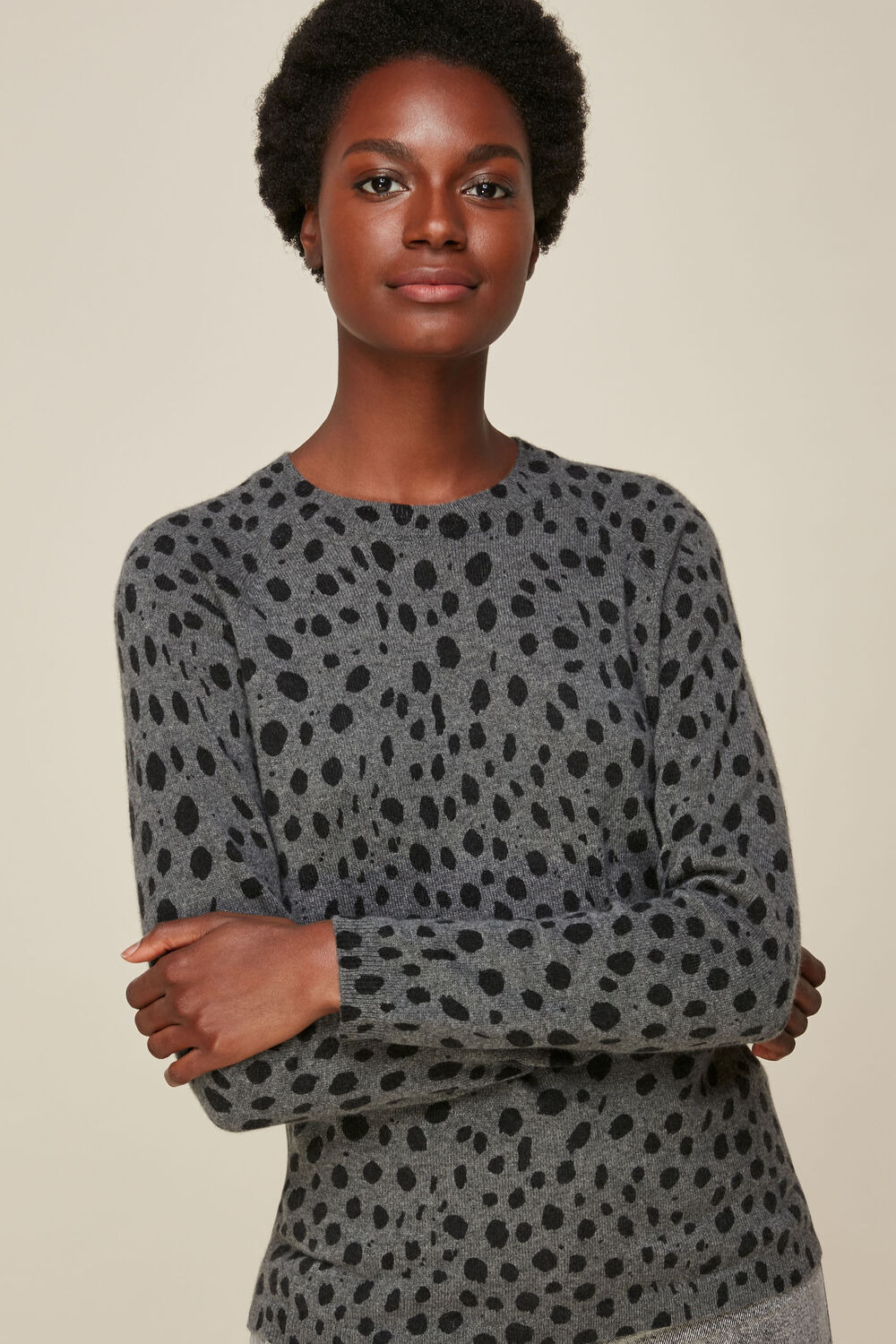 Cashmere Dalmatian Print Knit