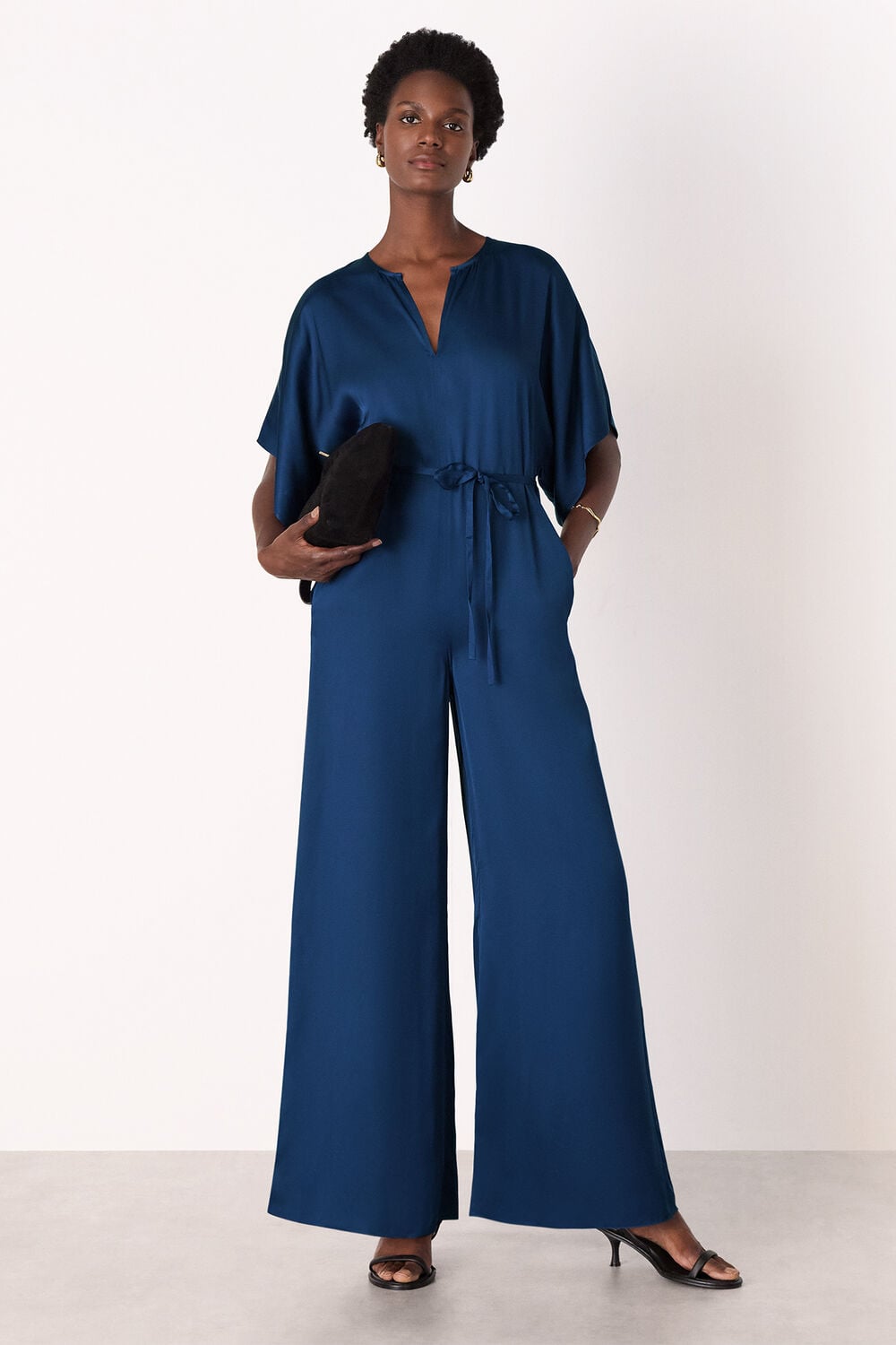 Satin Short Sleeve Jumpsuit
