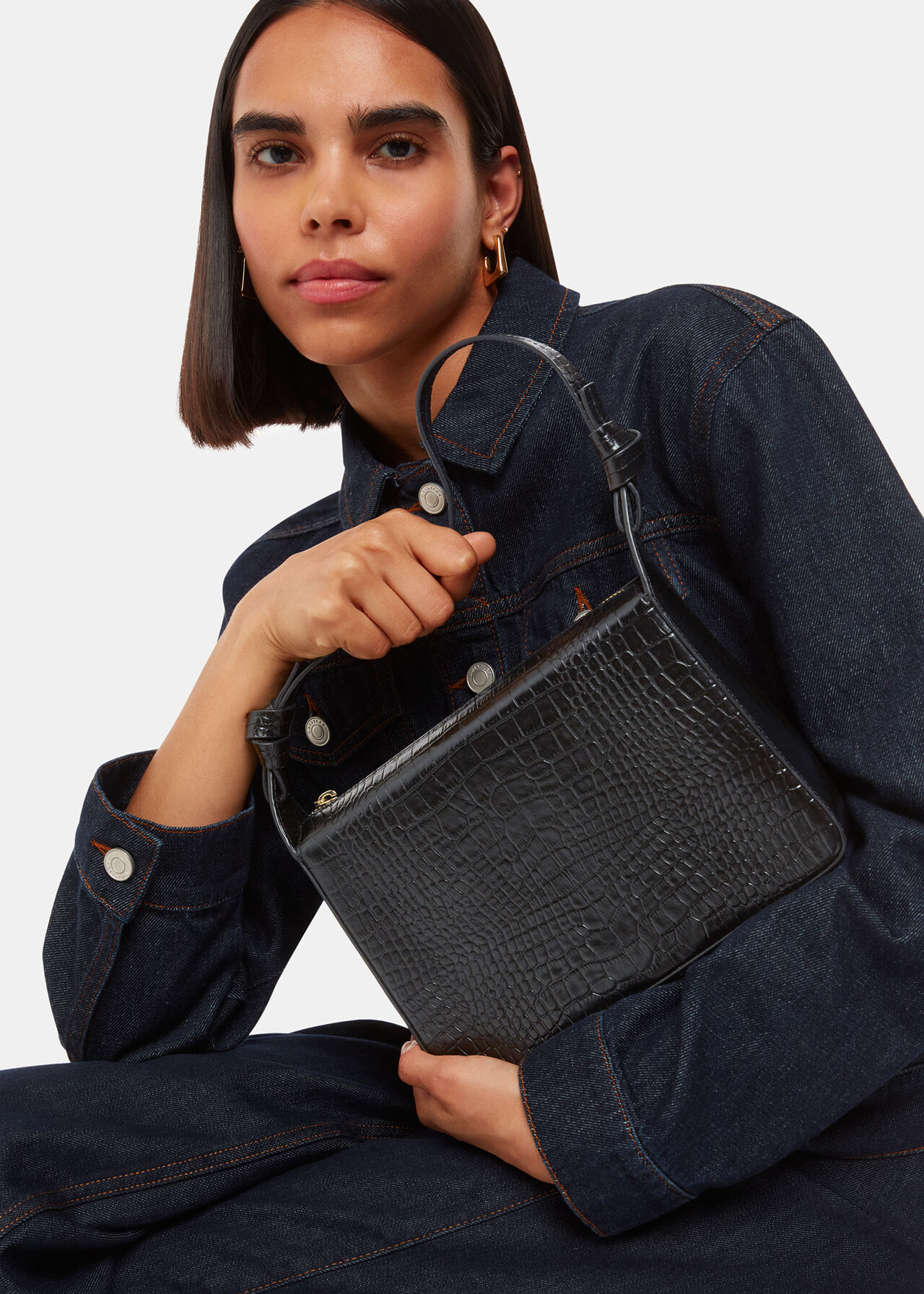 Erica Croc Shoulder Bag
