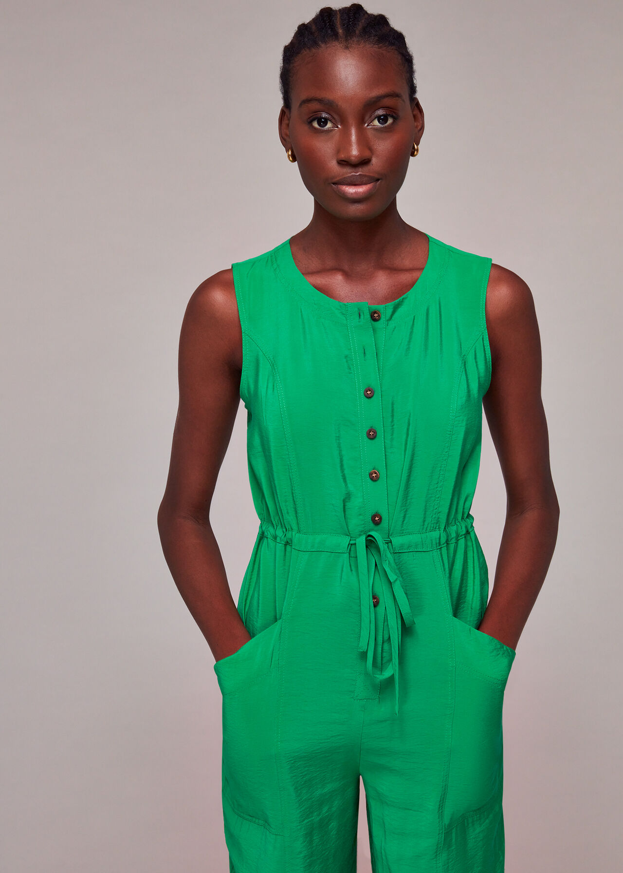 Relaxed Jumpsuit Sleeveless, Green