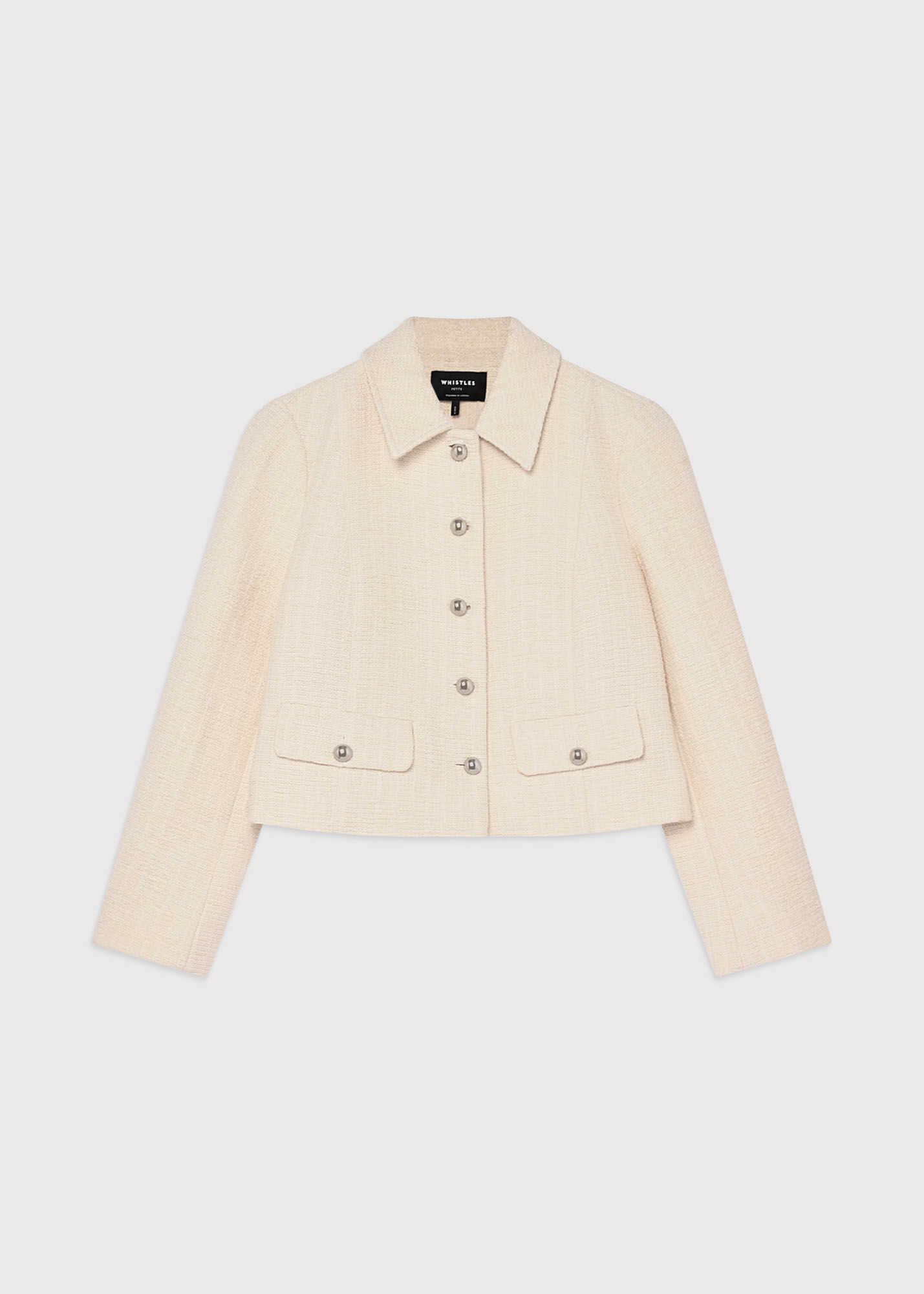 Ivory Petite Cropped Boucle Jacket | WHISTLES | Whistles US |