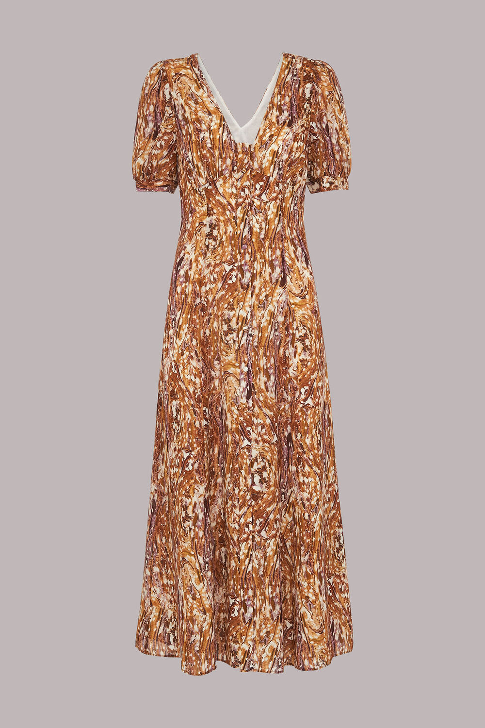 Multicolour Marble Print Silk Midi Dress