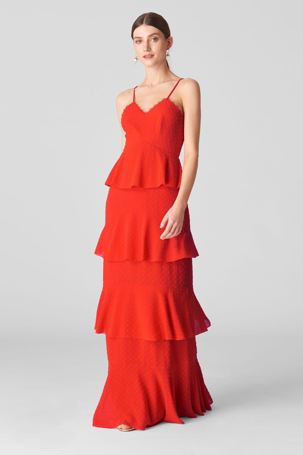 Anette Dobby Tiered Maxi Dress Red