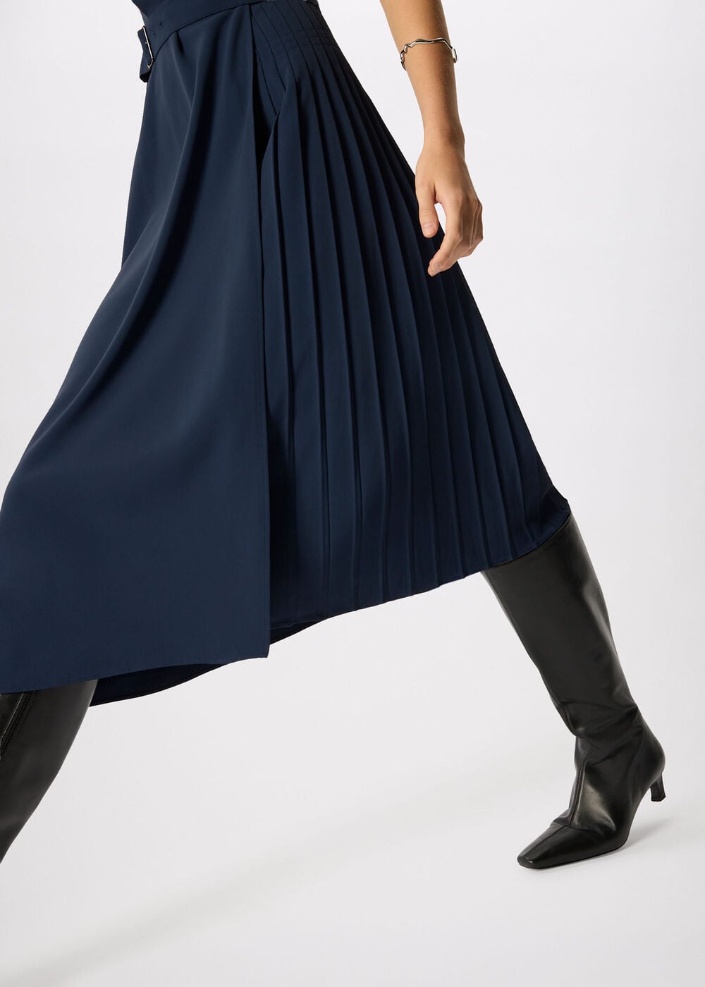 Pleat Detail Asymmetric Dress