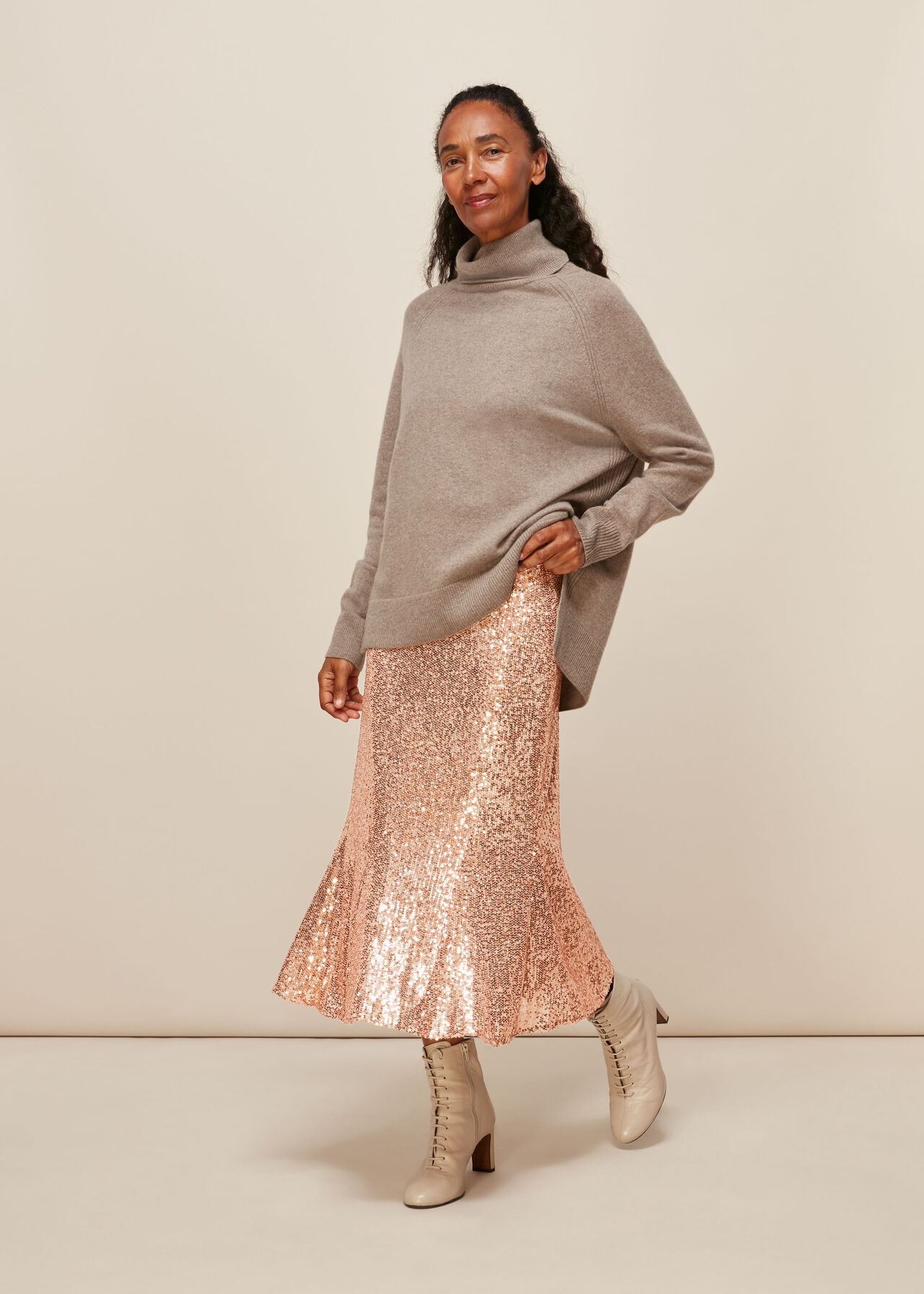 Sequin Midi Skirt