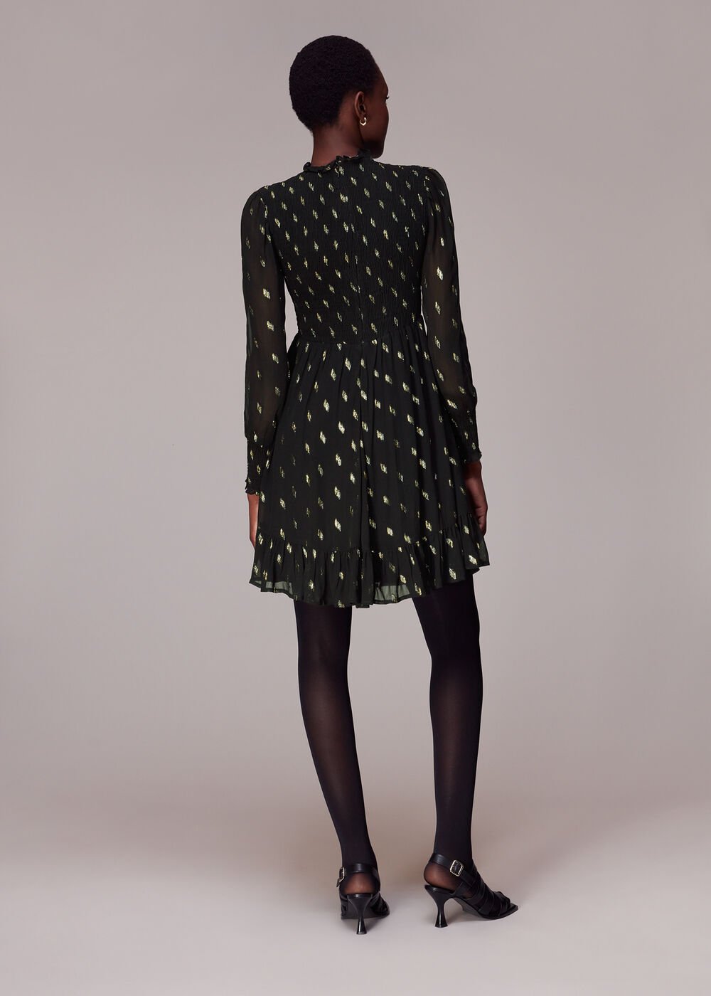 Dobby Shirred Metallic Dress