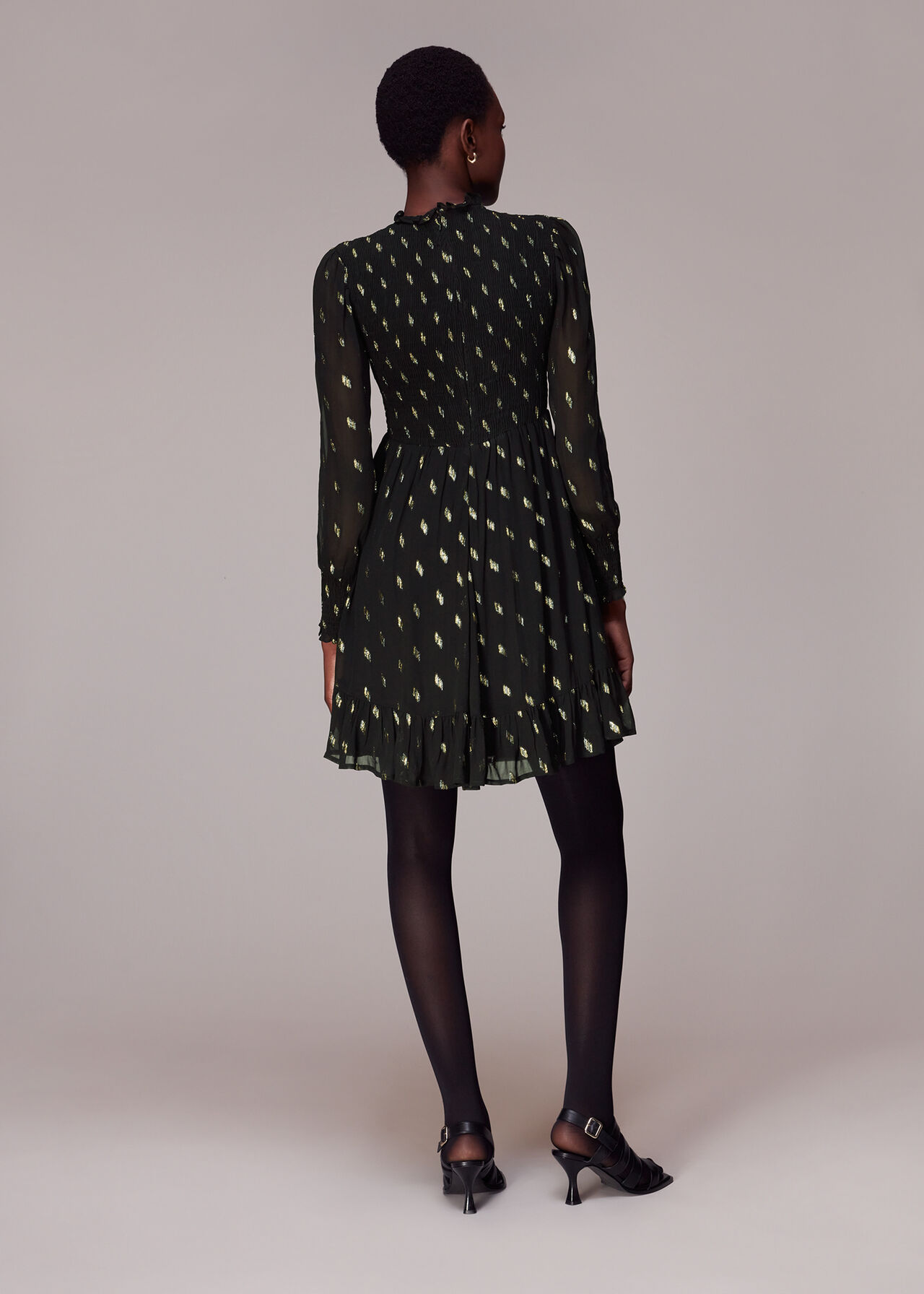 Dobby Shirred Metallic Dress