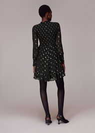 Dobby Shirred Metallic Dress