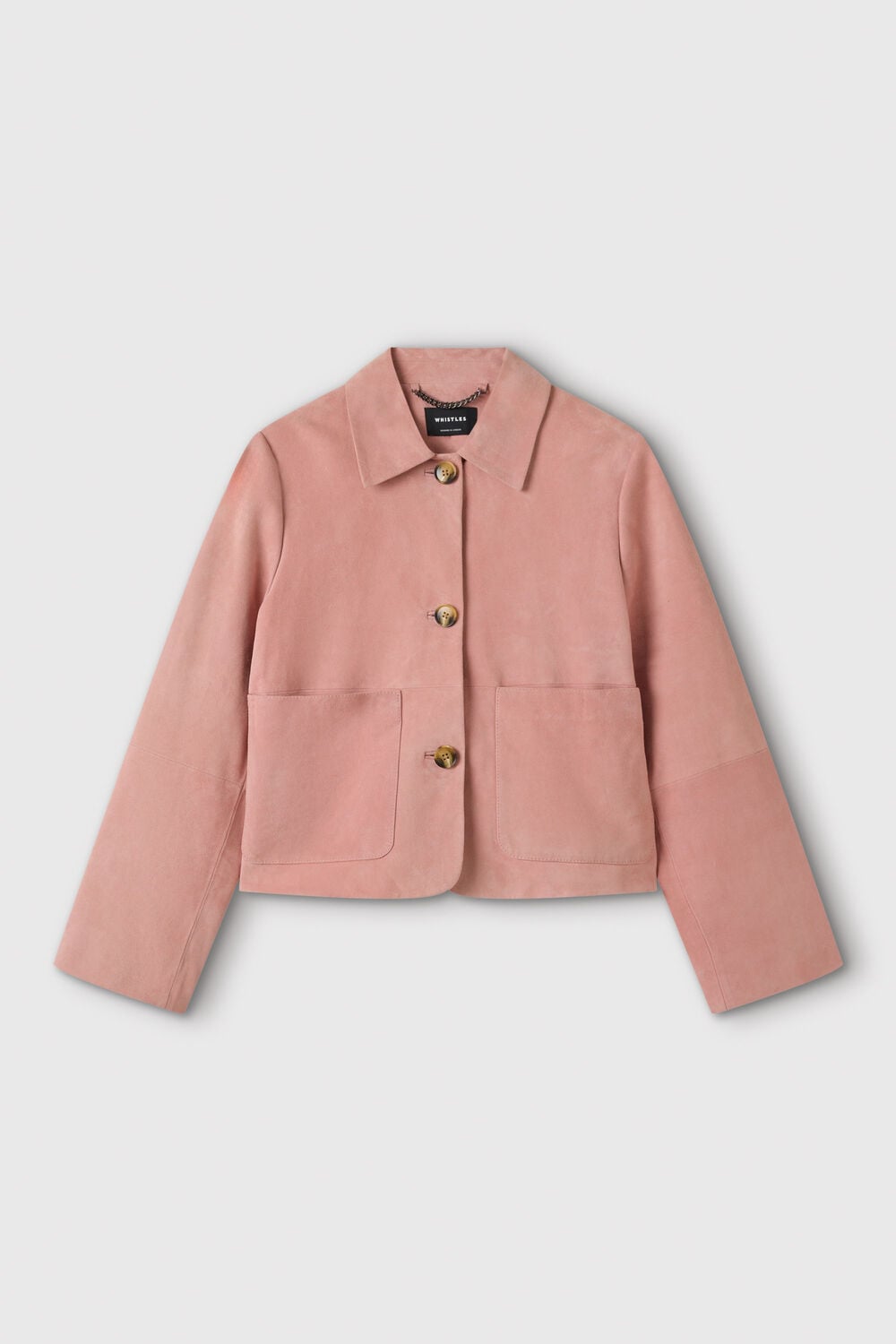 Button Cropped Suede Jacket