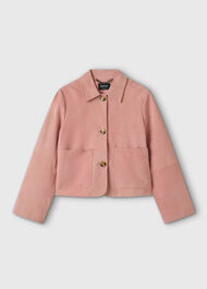Button Cropped Suede Jacket