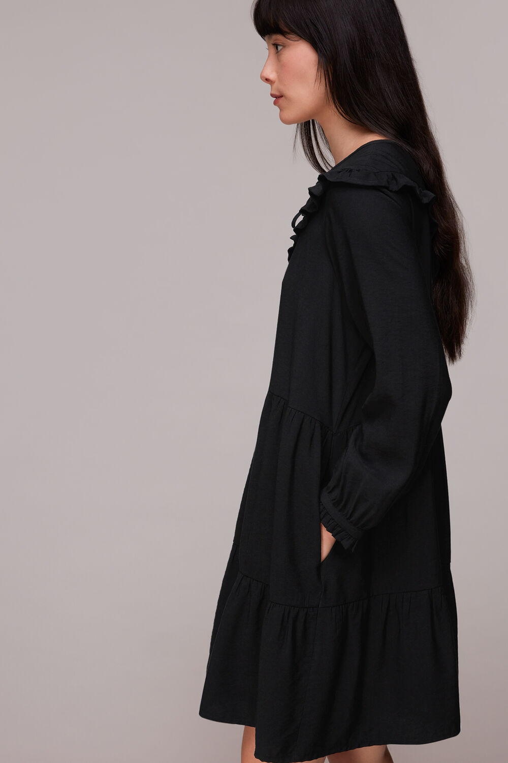 Black Willa Frill Trapeze Dress