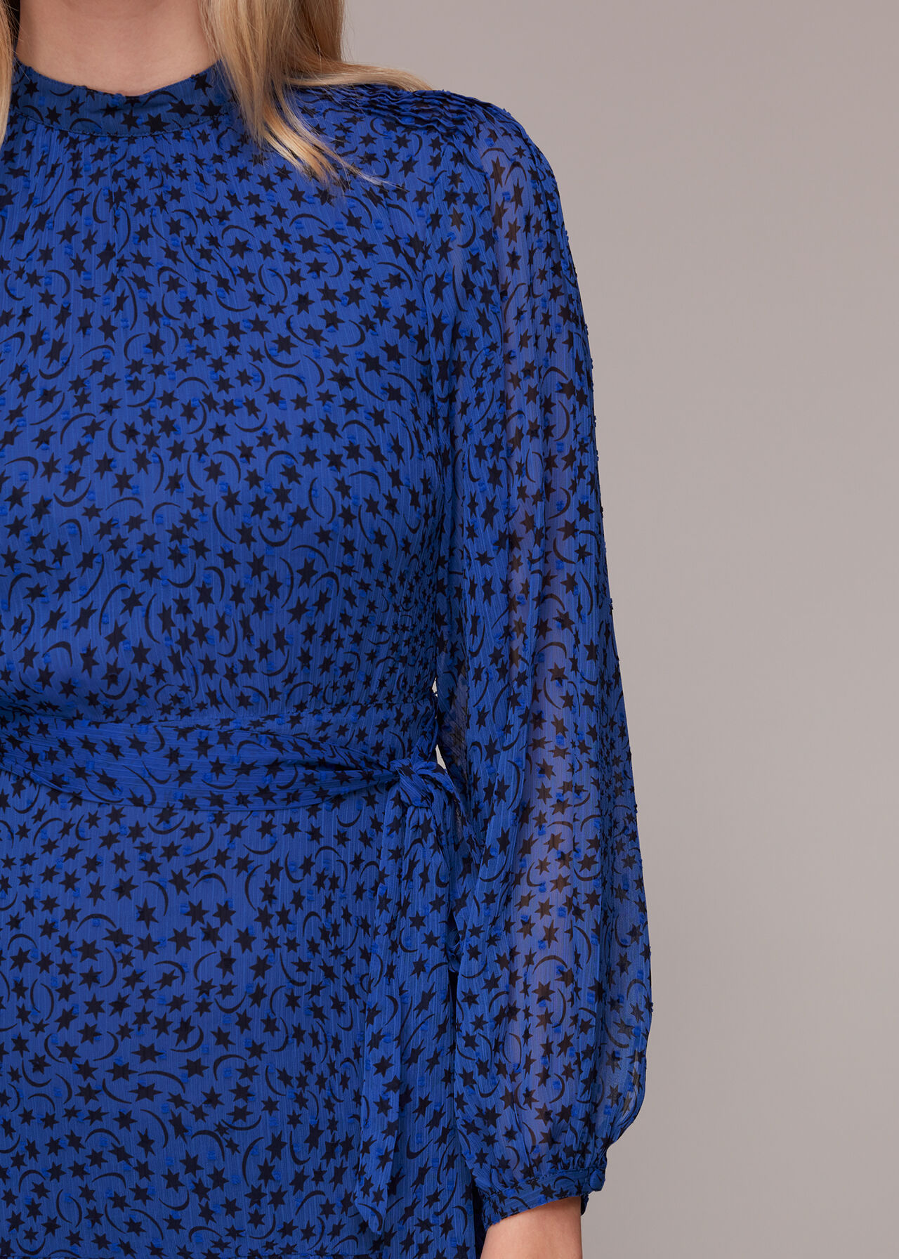 Warped Star Print Dobby Dress